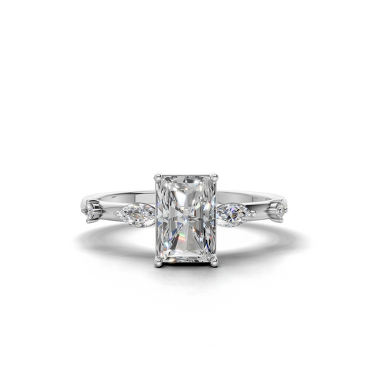 Radiant-Cut LGD Engagement Ring with Accent Side-Stone Arrangement – SOLR-0548