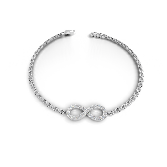 Infinity Motif LGD Chain Bracelet with Pavé Diamond Symbol – CLBR-0148