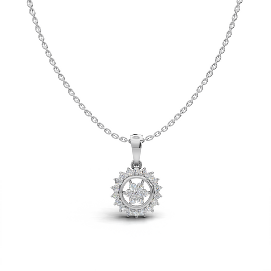 Circular Floral LGD Pendant Necklace with Intricate Multi-Diamond Pattern – LWPD-0324