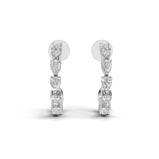 Graduated Mixed-Cut LGD Hoop Earrings with Multi-Shape Diamond Pattern – HPER-0008