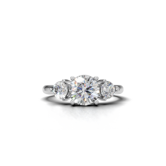 Classic LGD Three-Stone Engagement Ring with Symbolic Trilogy Arrangement – SOLR-0500
