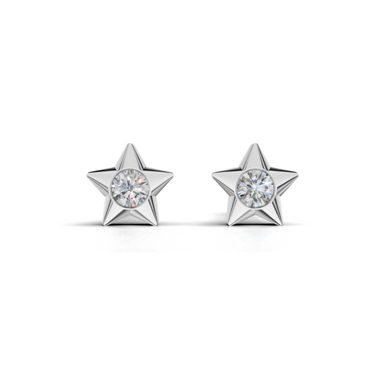Star Motif LGD Stud Earrings with Radiating Celestial Stone Pattern – SLER-0067