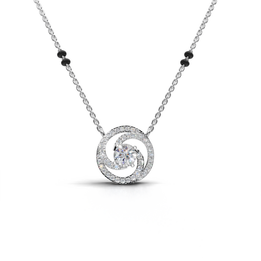 Swirl Motif LGD Mangalsutra Pendant Necklace with Contemporary Diamond Pattern – TANM-0069