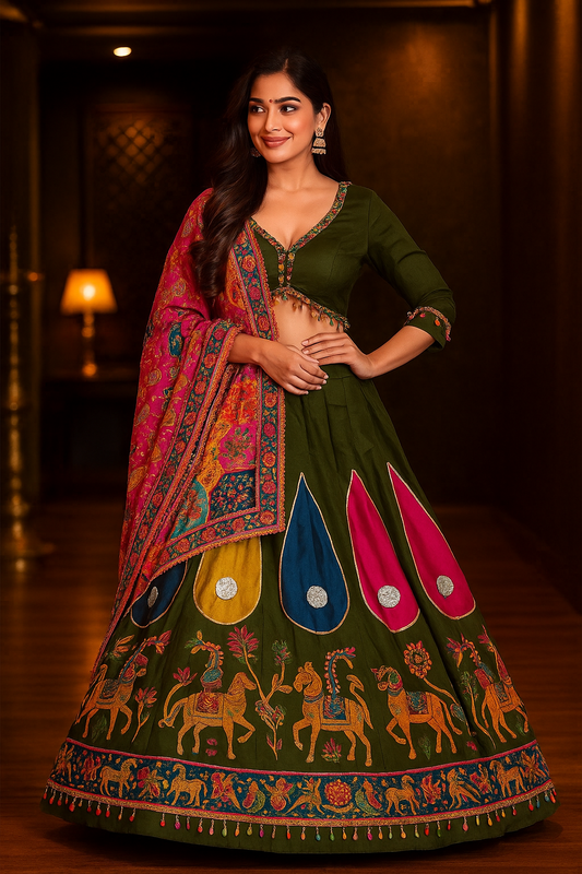 Green and Pink Chaniya Choli