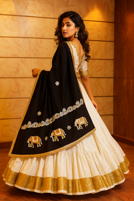 White and Black Chaniya Choli