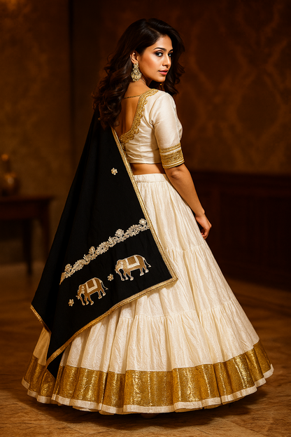 White and Black Chaniya Choli