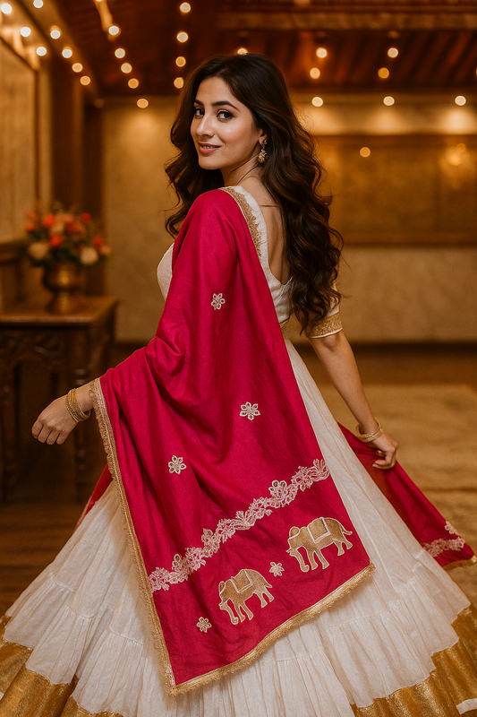 White and Pink Chaniya Choli