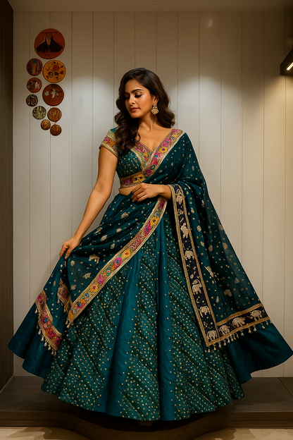 Teal Chaniya Choli