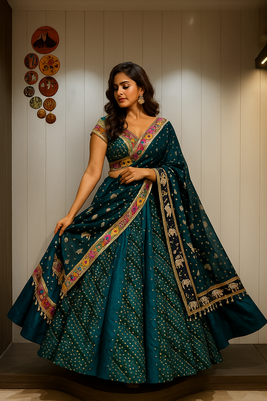 Teal Chaniya Choli