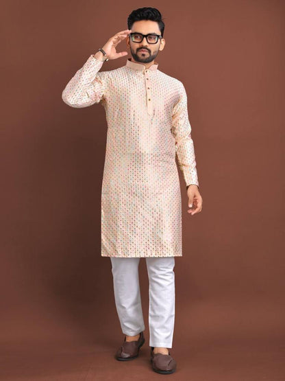 Men's Traditional Satrangi Kurta Pijama Set