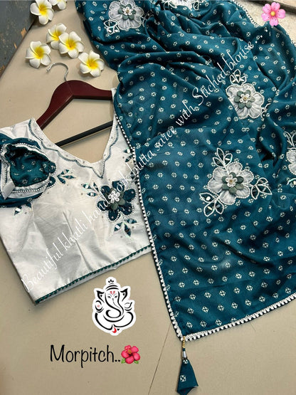 Bandhej Printed Wedding Wear Saree