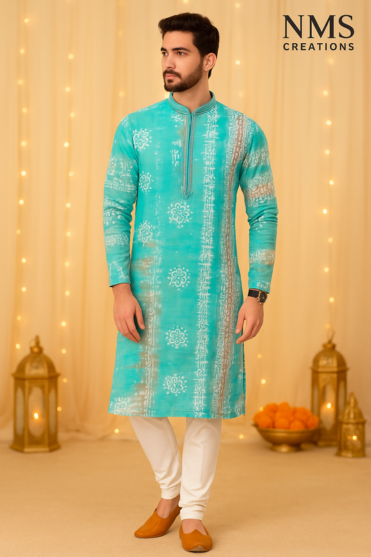 Firozi Blue Bandhani Kurta Set