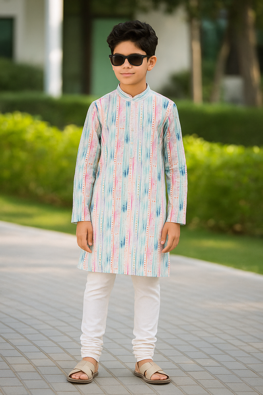 Candy Stripes Boys’ Designer Kurta Set - 2596
