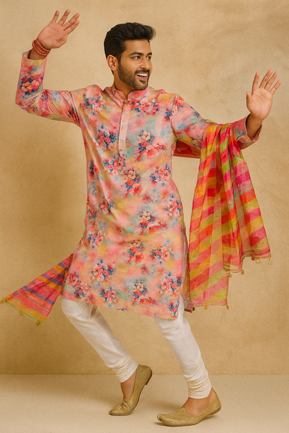 "Rangilo Rajwadi" Floral Kurta Set – Navratri Special