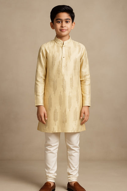 Golden Elegance Silk Kurta Pajama Set - 2427