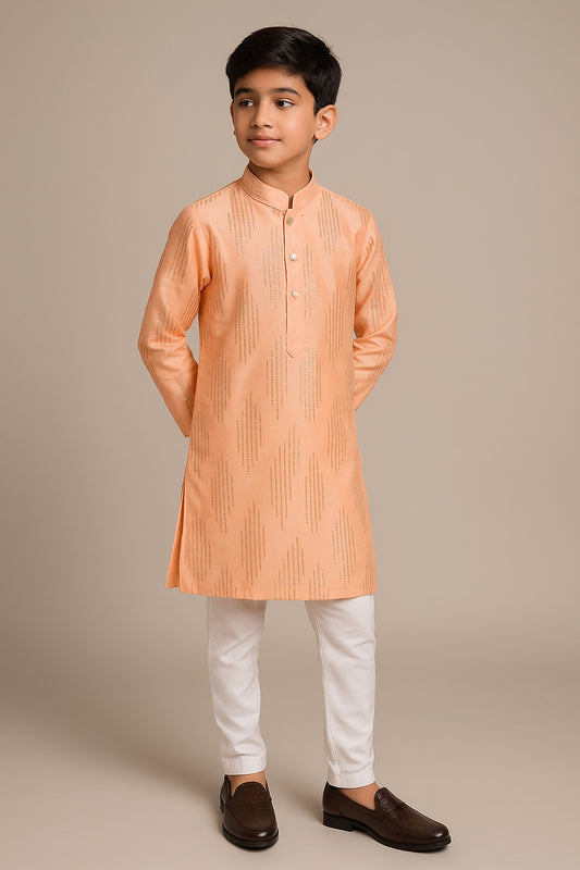 Peach Elegance Silk Kurta Pajama Set 2427