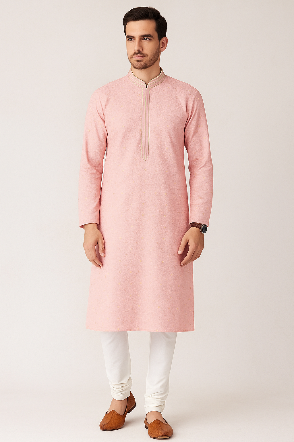 Men's Onion Pink Traditional Kurta