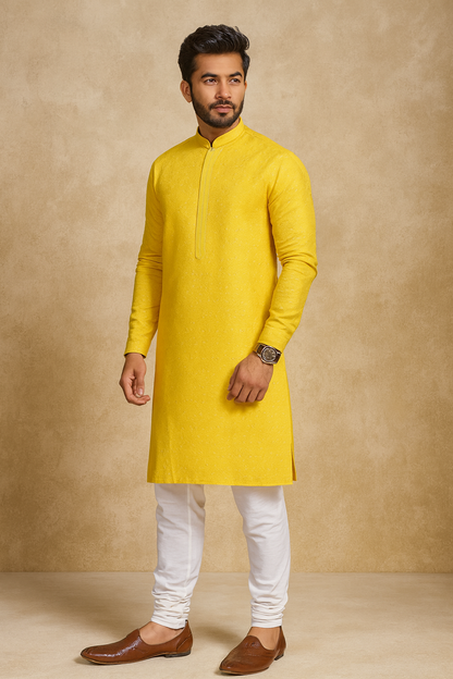 Men's Sunshine Yellow Traditional Kurta