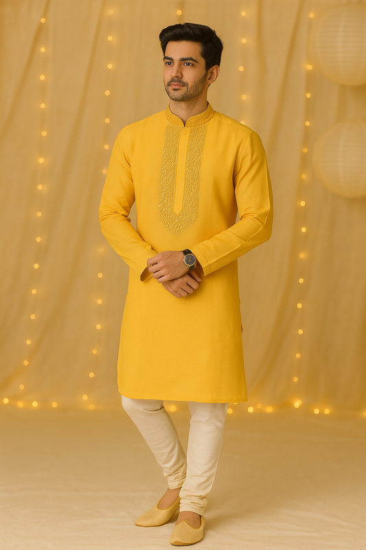 Sunshine Gold Embroidered Kurta Set