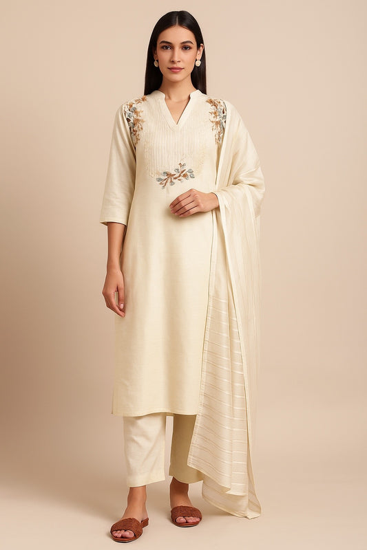 Ivory Mist Embroidered Kurta Set
