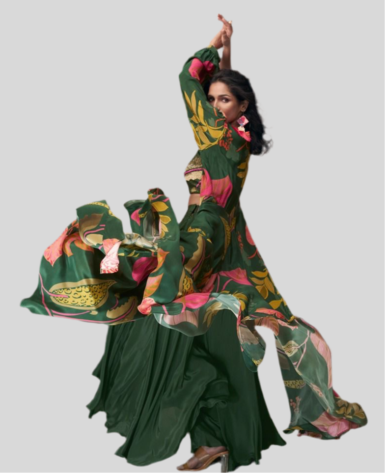 Designer Choli Crop Top with Sharara and jacket