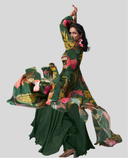 Designer Choli Crop Top with Sharara and jacket