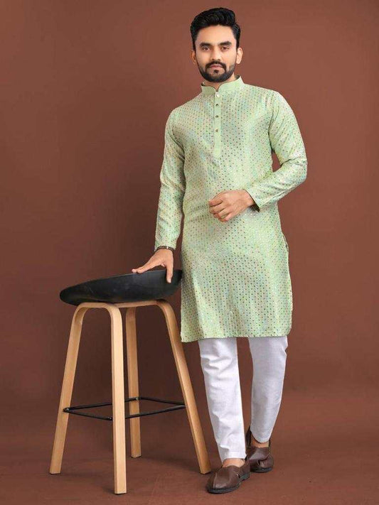 Men's Traditional Satrangi Kurta Pijama Set Premium Work Festive Wear
