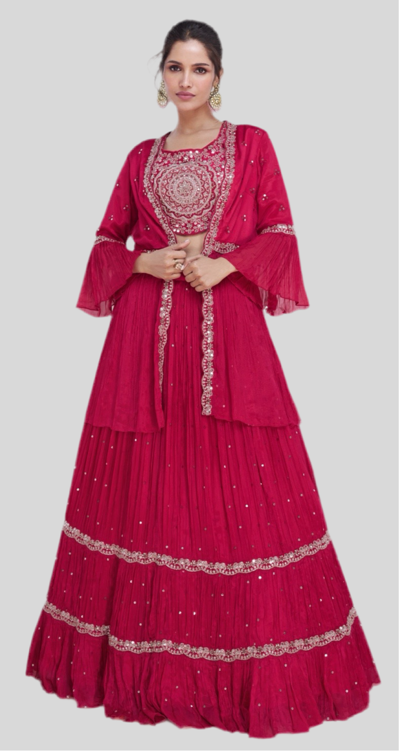 Designer Choli Crop Top with Sharara and jacket
