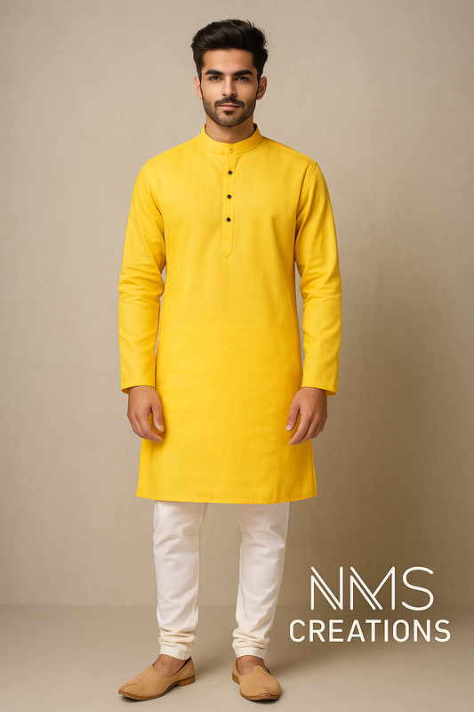 Sunshine Yellow Pure Cotton Kurta – Elegant & Comfortable for Summer and Festive Wear