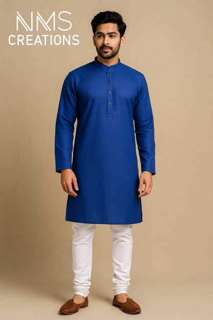 Royal Blue Pure Cotton Kurta – Elegant & Comfortable for Summer and Festive Wear