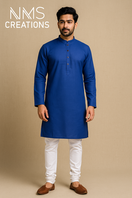 Royal Blue Pure Cotton Kurta – Elegant & Comfortable for Summer and Festive Wear