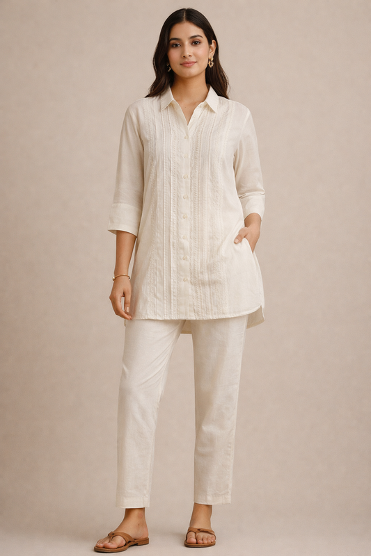 Ivory Whisper Pintuck Co-Ord Set