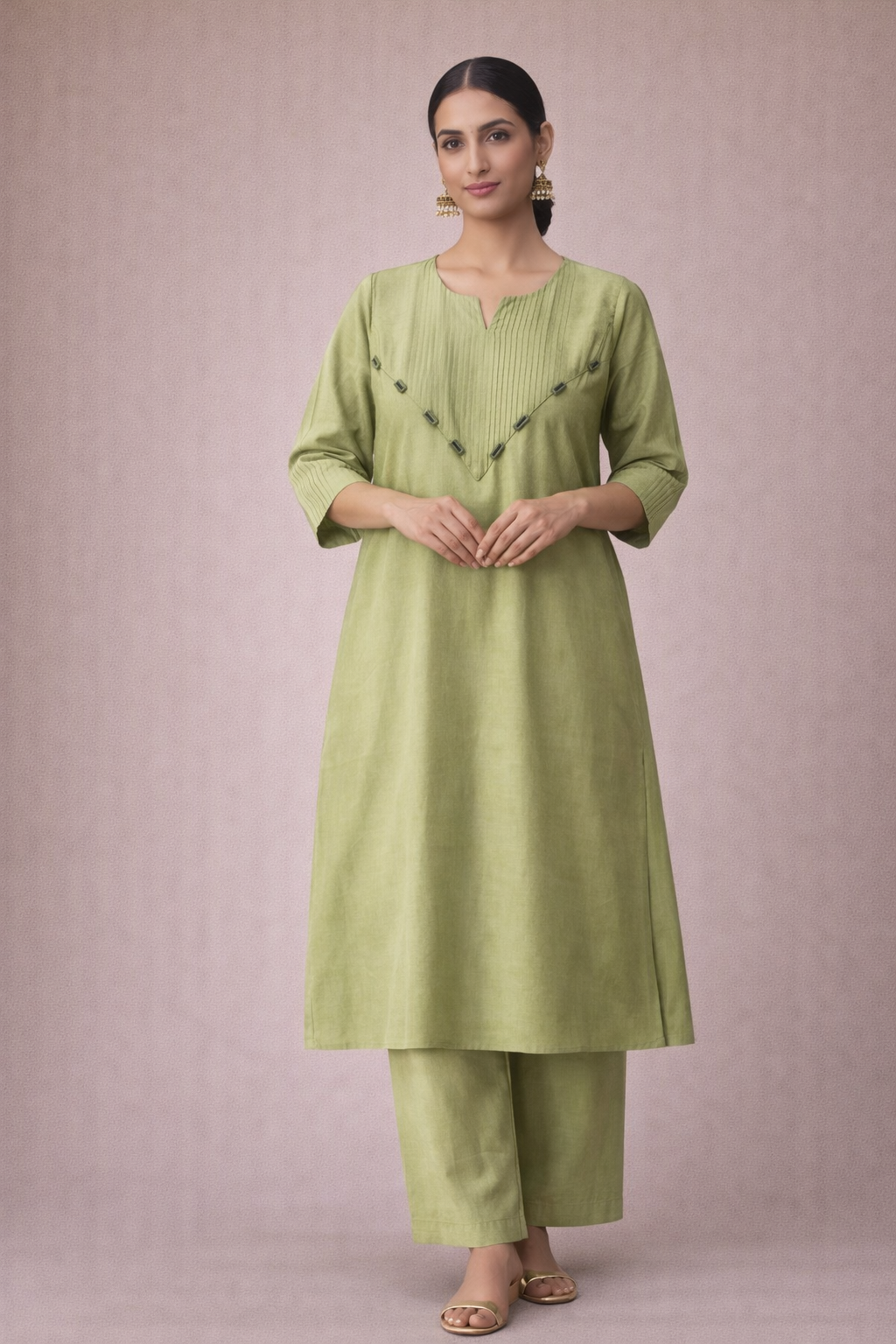 Pastel Green Elegant Straight Kurta Set