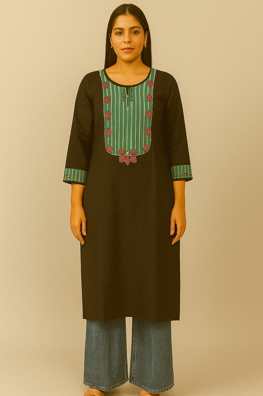 Black Meadow Panel Kurti