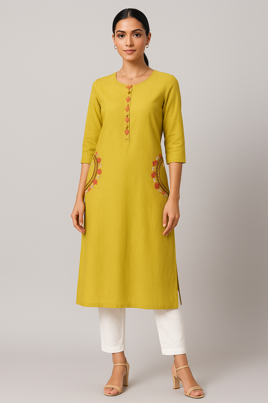 Floral Grace Straight Kurti