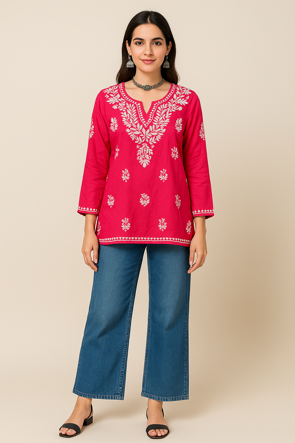 Noor Kashmiri Threadwork Short Kurta