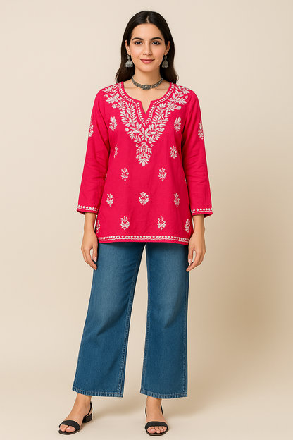 Noor Kashmiri Threadwork Short Kurta