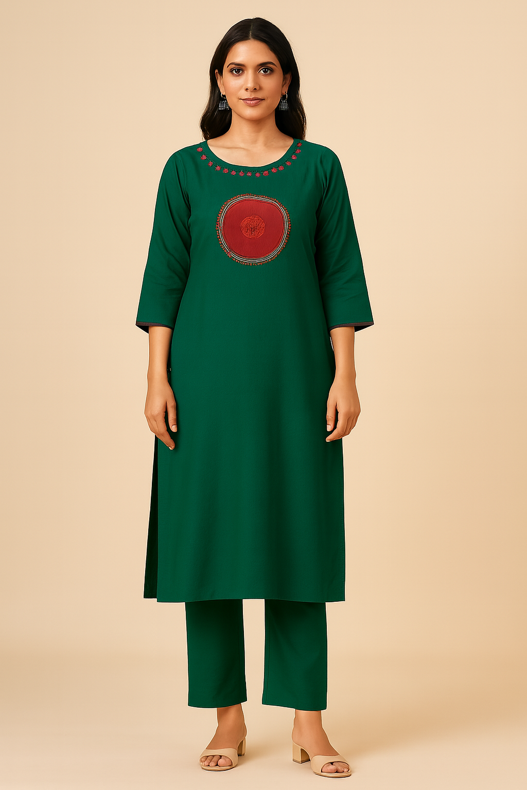 Emerald Ruby Medallion Kurta Set