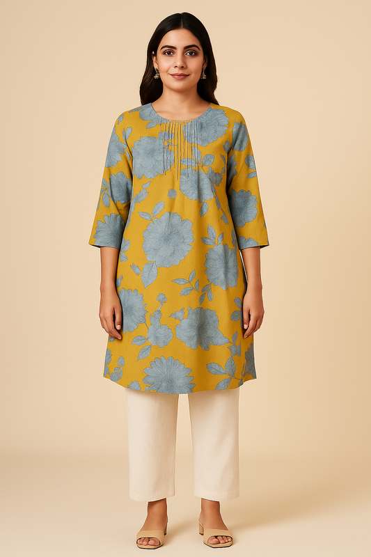 Mustard Bloom Pintuck Floral Coord Set