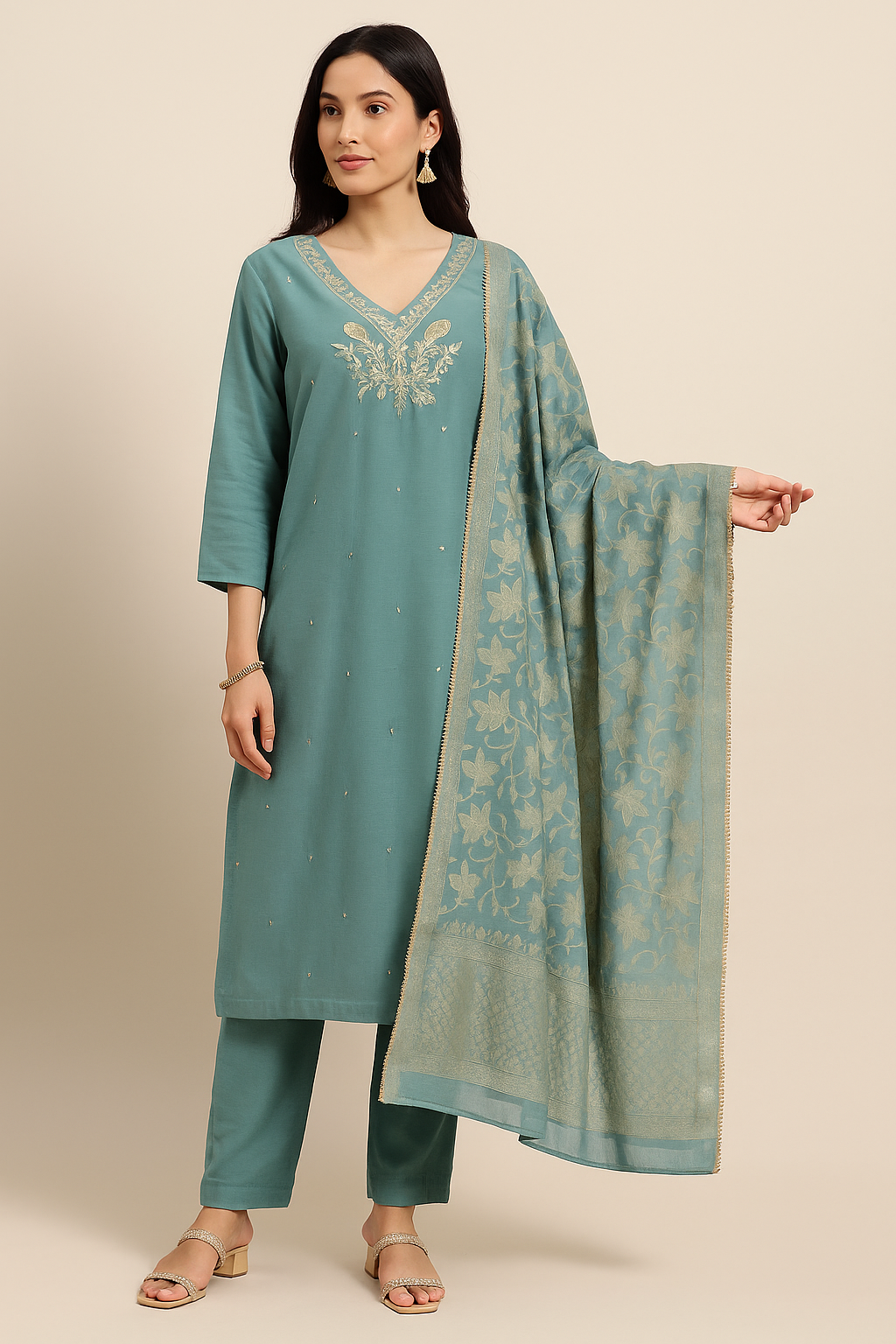 Teal Mist Elegance Kurta Set