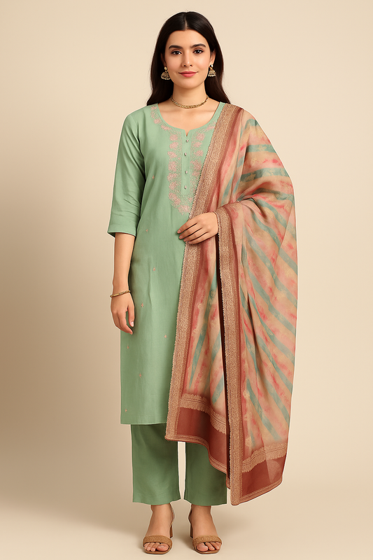 Pastel Meadow Hand-Embroidered Kurta Set