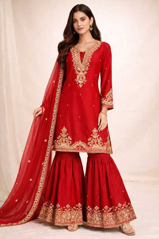 Scarlet Royale Sharara Kurta Set (3-Piece)
