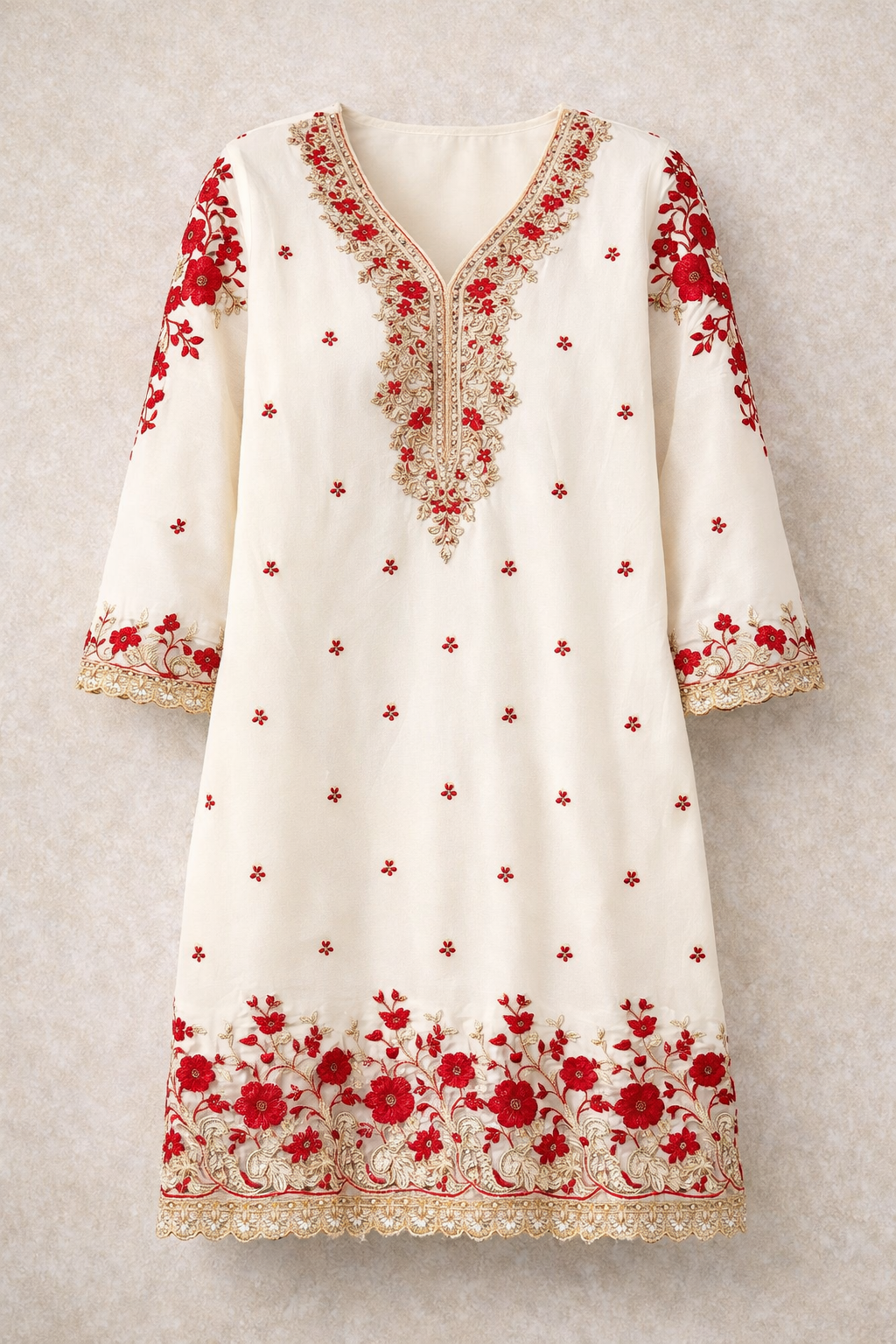 Ivory Blossom Palazzo Suit Set (3-Piece)