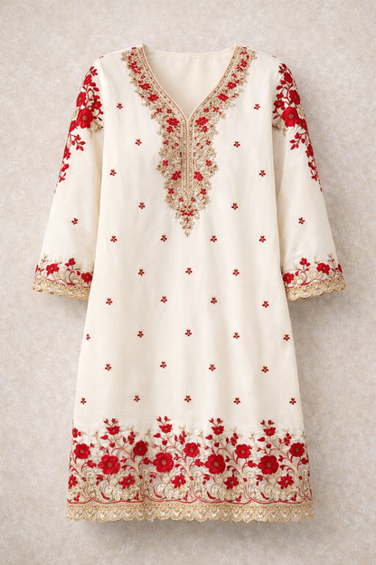 Ivory Blossom Palazzo Suit Set (3-Piece)