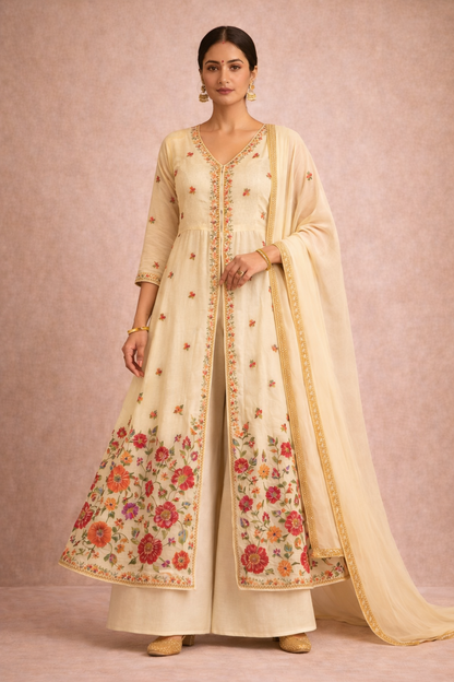 Ivory Floral Grace Suit Set (3-Piece)