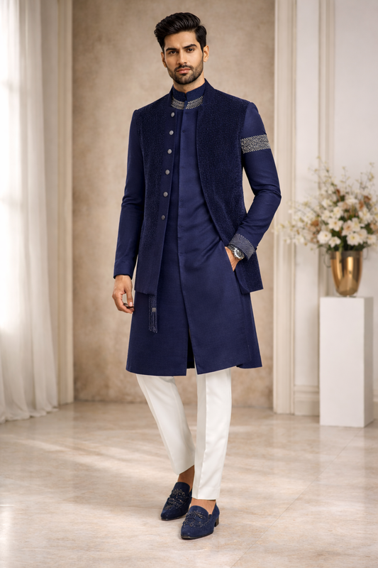 Royal Blue Sherwani Set
