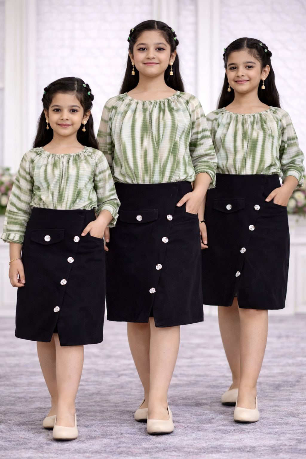 Sage Green Tie-Dye Dress for Girls