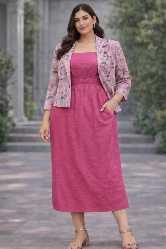 Rose Pink Layered Midi Dress