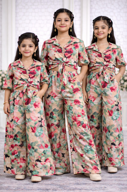 Rose Garden Floral Co-Ord Set for Girls