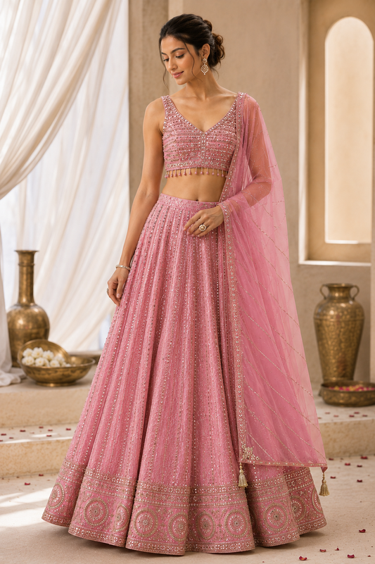 Women's Threadwork Lehanga Set